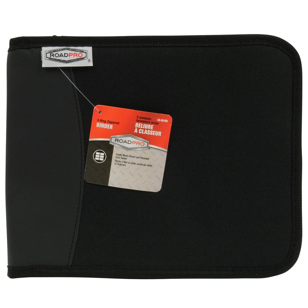 Roadpro 3-Ring Zippered Binder For Loose-Leaf Log Sheets, Black, Lb-001Bk, 10.5' X 8.5'