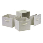 Winsome Wood Capri Wood 2 Section Storage Shelf with 4 Beige Fabric Foldable Baskets