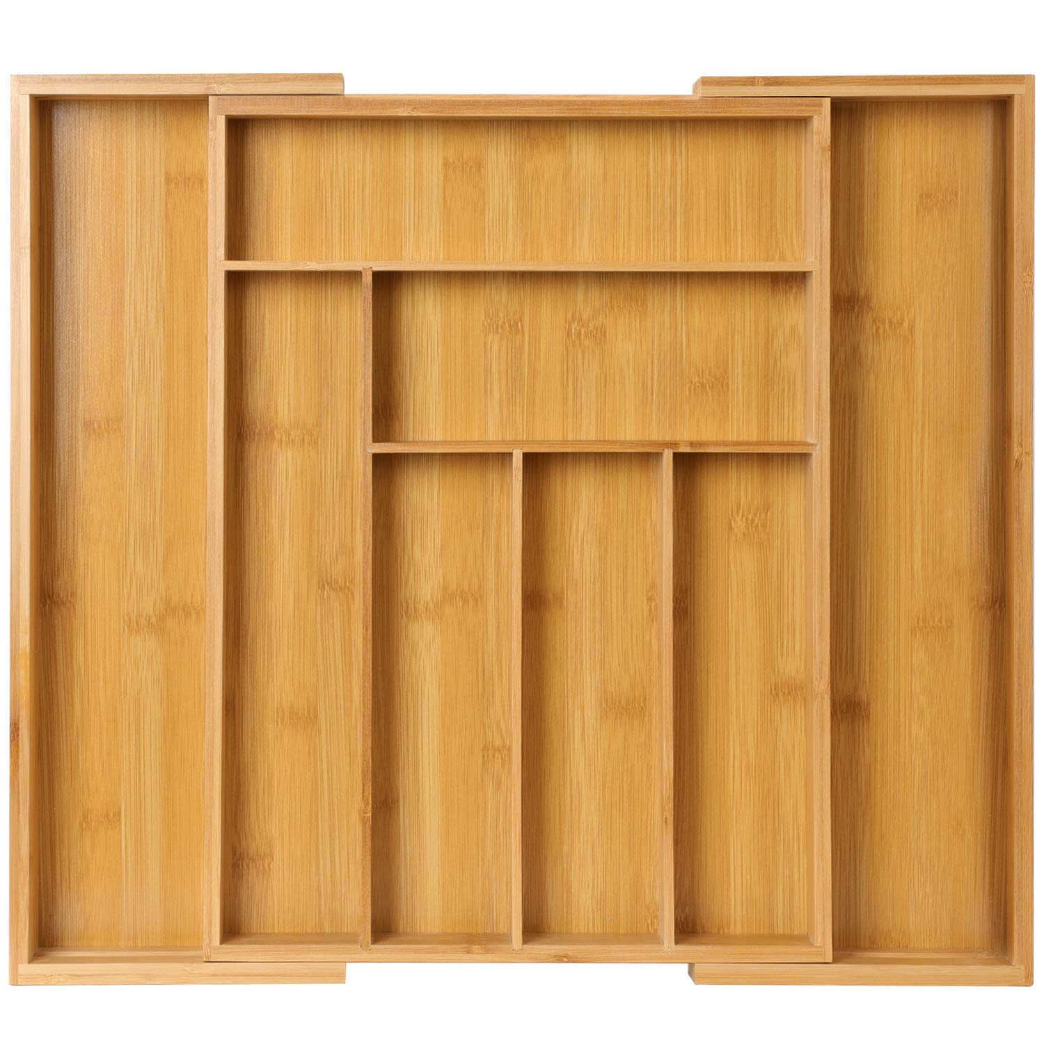 Store 2508 Expandable Bamboo Wood Utensil Cutlery Drawer Organizer Tray  8 Compartments, 52 X 43 X 4.8 Cm,Brown
