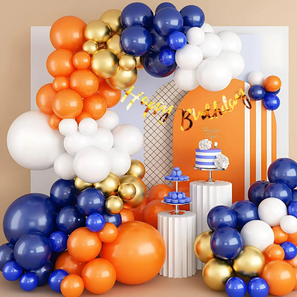 Celebration Nest 68 Pcs Multicolor Birthday Decoration Combo Set Happy Birthday Banner Balloons Arch Tape Glue Dots for Festive 