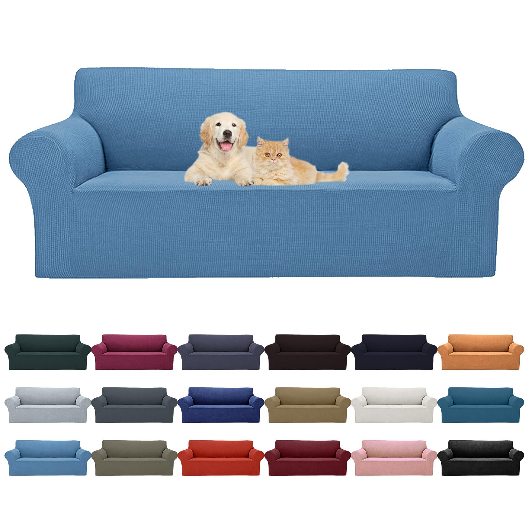 2025 New Stretch Sofa Slipcovers Couch Cover For 3 Cushion Furniture Protector Sofa Covers With Elastic Bottom Jacquard Fabric Small Checks For Pets, Kids -Sofa, Riverside