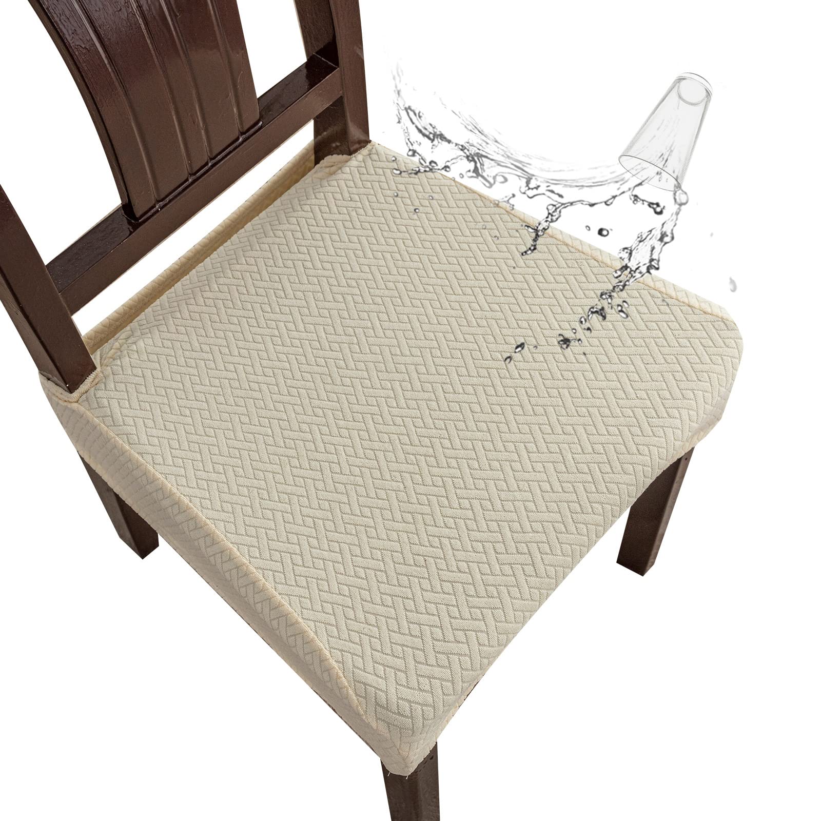 Genina Waterproof Seat Covers For Dining Room Chair Covers Waterproof Dining Chair Covers (4 Pcs-Rear-Covered, Taupe)