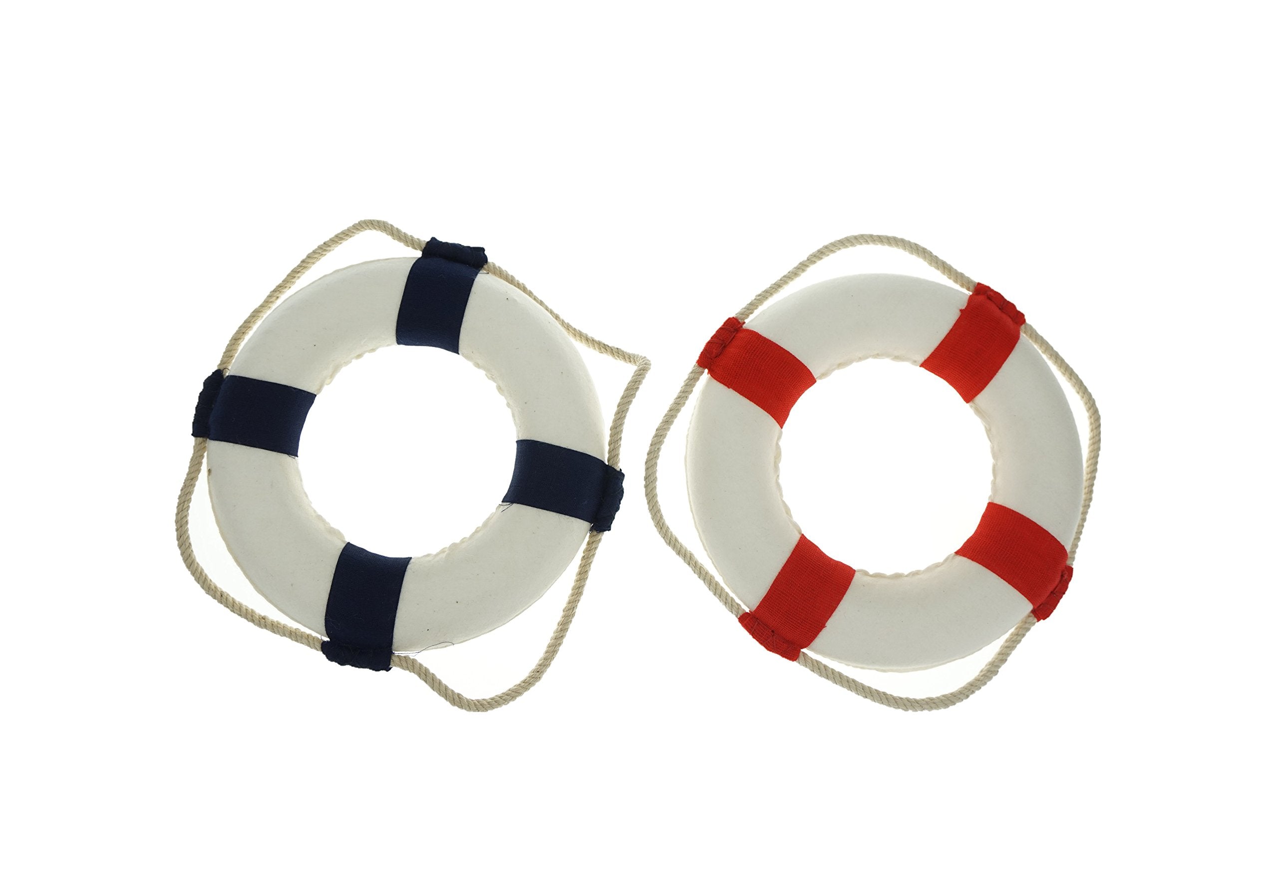 Bilipala 2Pcs Welcome Cloth Decorative Life Ring, Buoy Home Wall Nautical Decor, Red&Blue