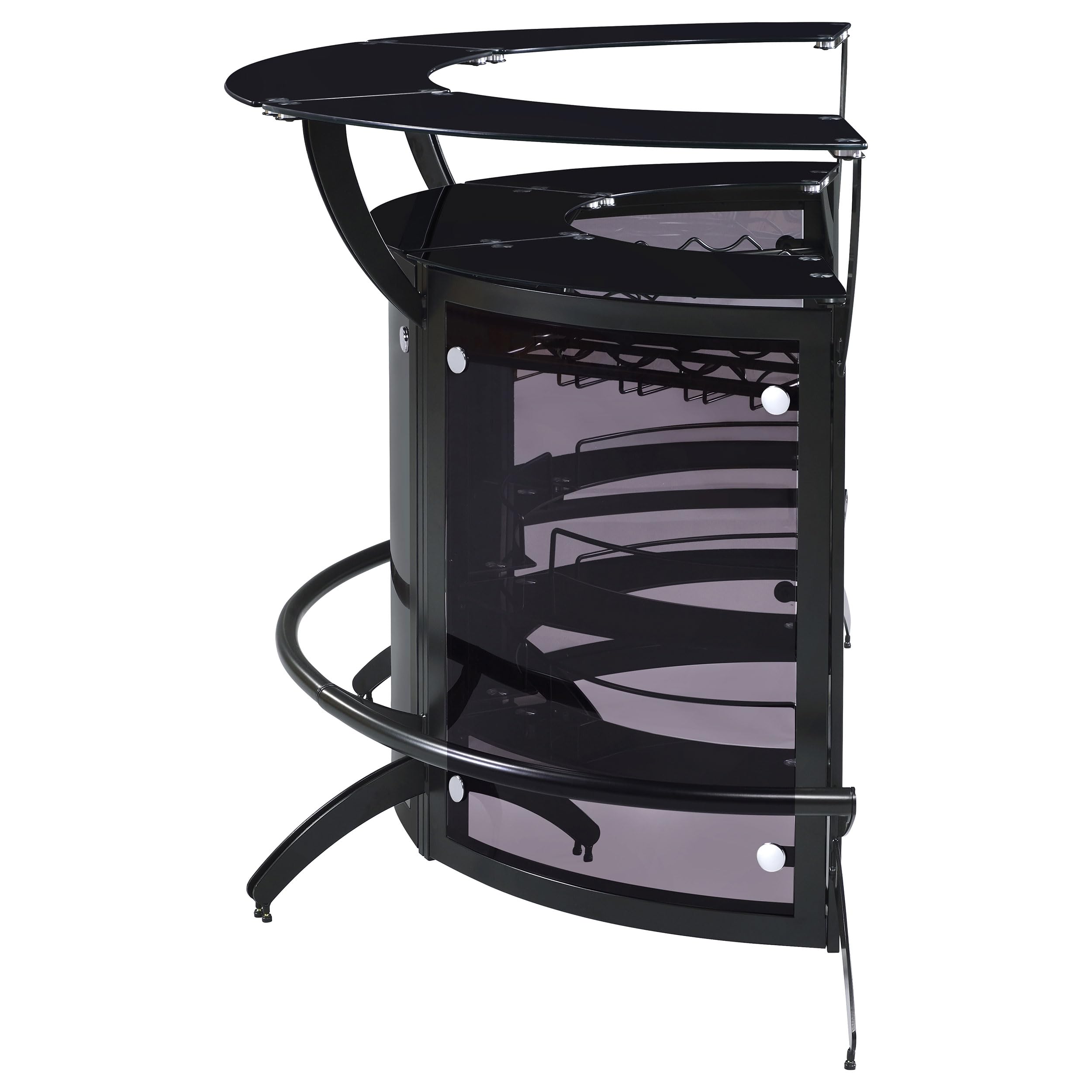Coaster Home Furnishings Dallas 2-Shelf Curved Home Bar Smoke and Black Glass (Set of 3)