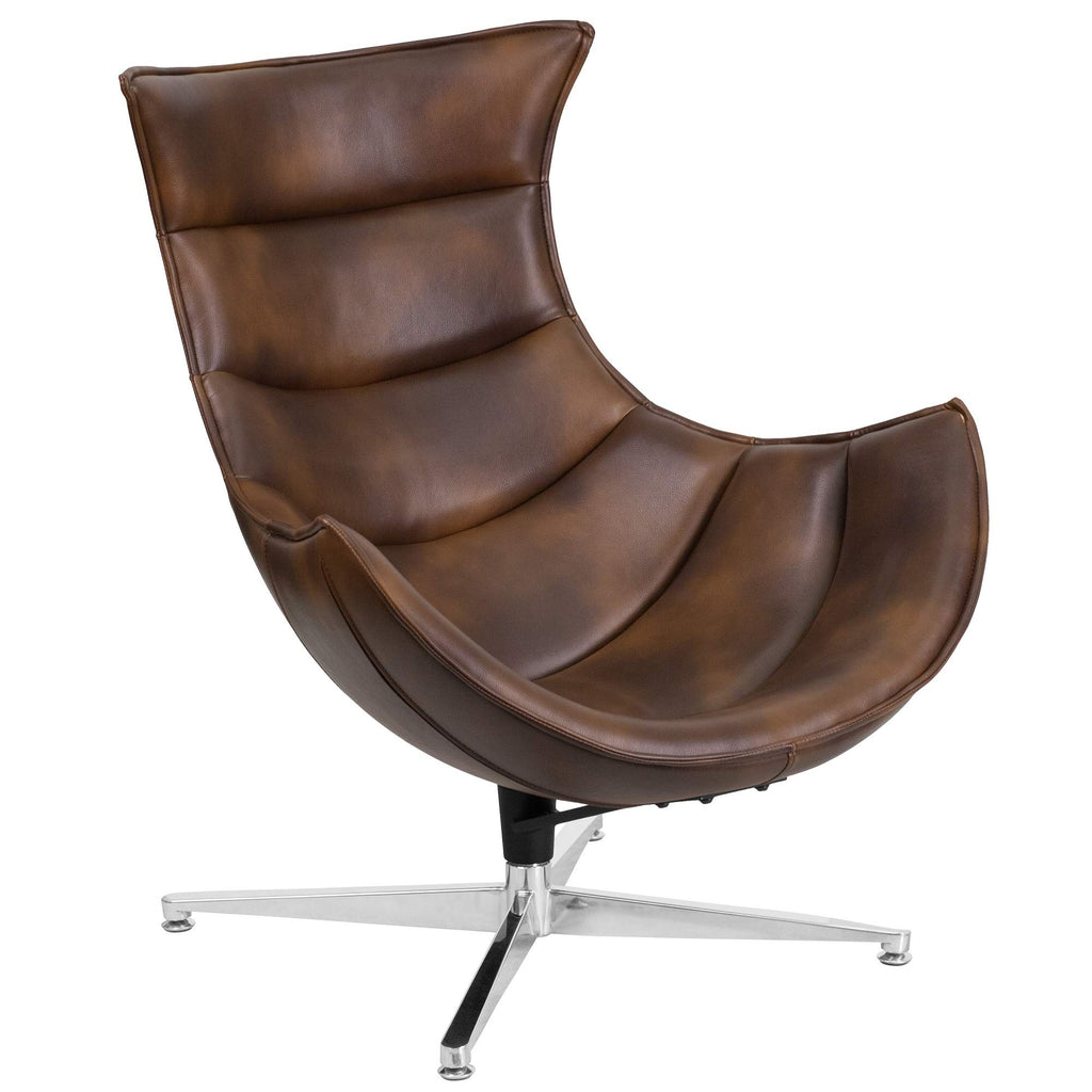Flash Furniture Pasithea Bomber Jacket LeatherSoft Swivel Cocoon Chair