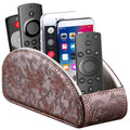 Tv Remote Control Holder With 5 Compartments,Pu Leather Remote Caddy/Box/Tray Nightstand Desktop Storage Organizer Store Dvd,Blu
