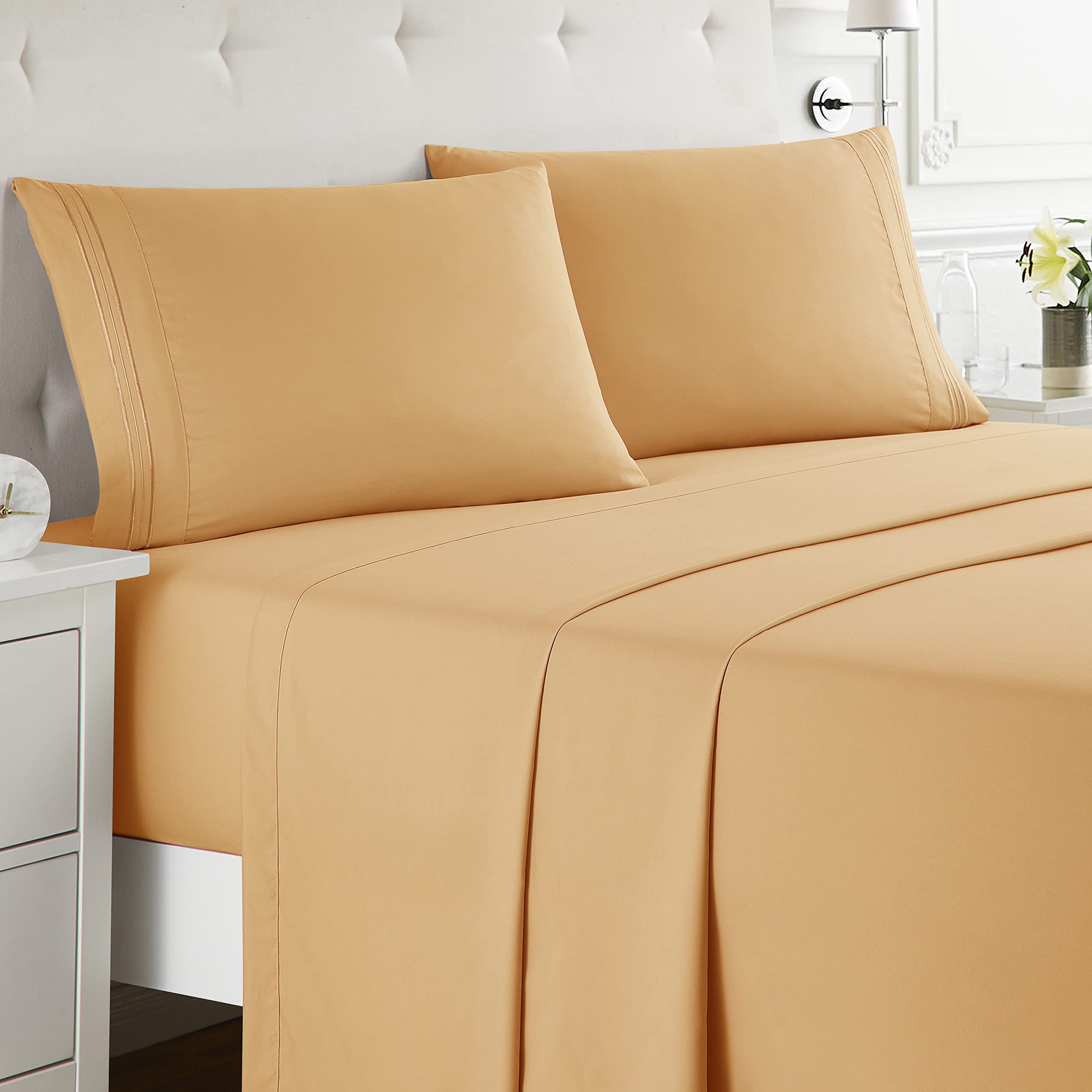 Nestl Cal King Sheets Set - 4 Piece California King Sheets, Extra Soft Double Brushed Cal King Size Sheets, Cal Sheets For King