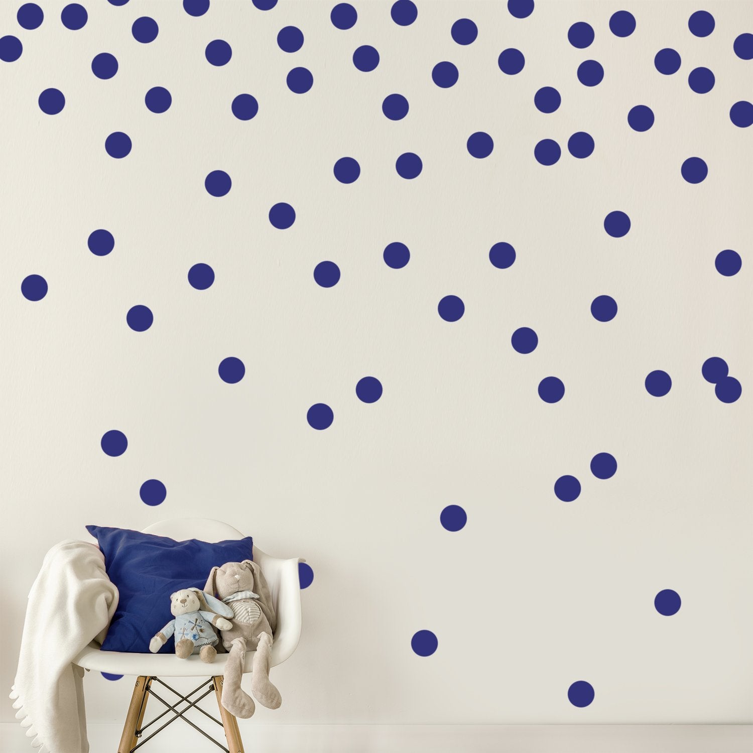 Dark Blue Navy Wall Decal Dots (200 Decals) | Easy Peel & Stick + Safe on Walls Paint | Removable Matte Vinyl Polka Dot Decor | 
