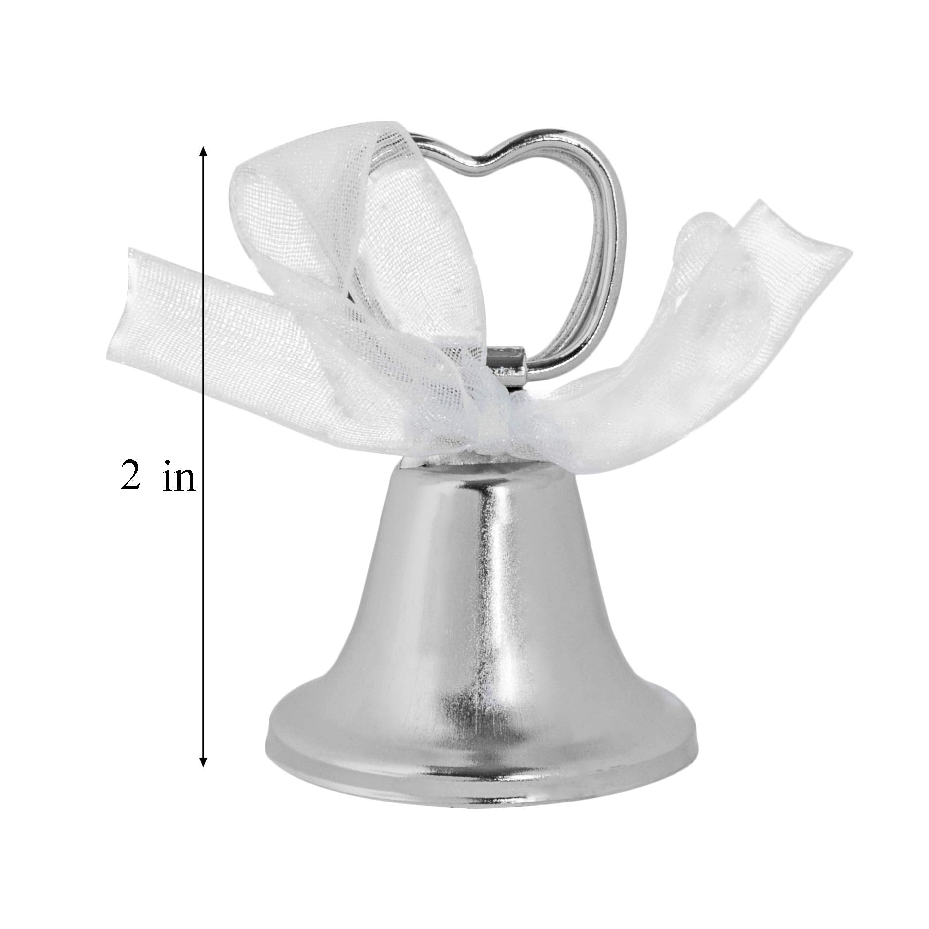 Silver Bell Place Card Holders For Table Numbers, Restaurant Menu, Weddings, Party Decoration (12 Pack)