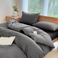 Nsnlgsgc Gray Plaid Duvet Cover Set King,Charcoal Grid Simple Geometric Square Pattern Comforter Cover,Soft Washed Microfiber Be