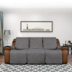 Easy-Going Oversized Recliner Sofa Cover, Reversible Couch Cover For 3 Seat Recliner, Split Sofa Cover For Each Seat With Elastic Straps For Kids, Dogs, Pets (3 Seater, Gray/Gray)