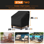 Startwo Patio Chair Covers 2 Pack Outdoor Furniture Covers Waterproof Fit For 29' W X 30' D X 36' H, Lounge Deep Seat Cover, Heavy Duty Chair Covers For Lawn Furnitures, Black