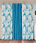 Fashion String 3 Piece 3D Tulips Eyelet Polyester Door Curtains  7 Feet, Blue