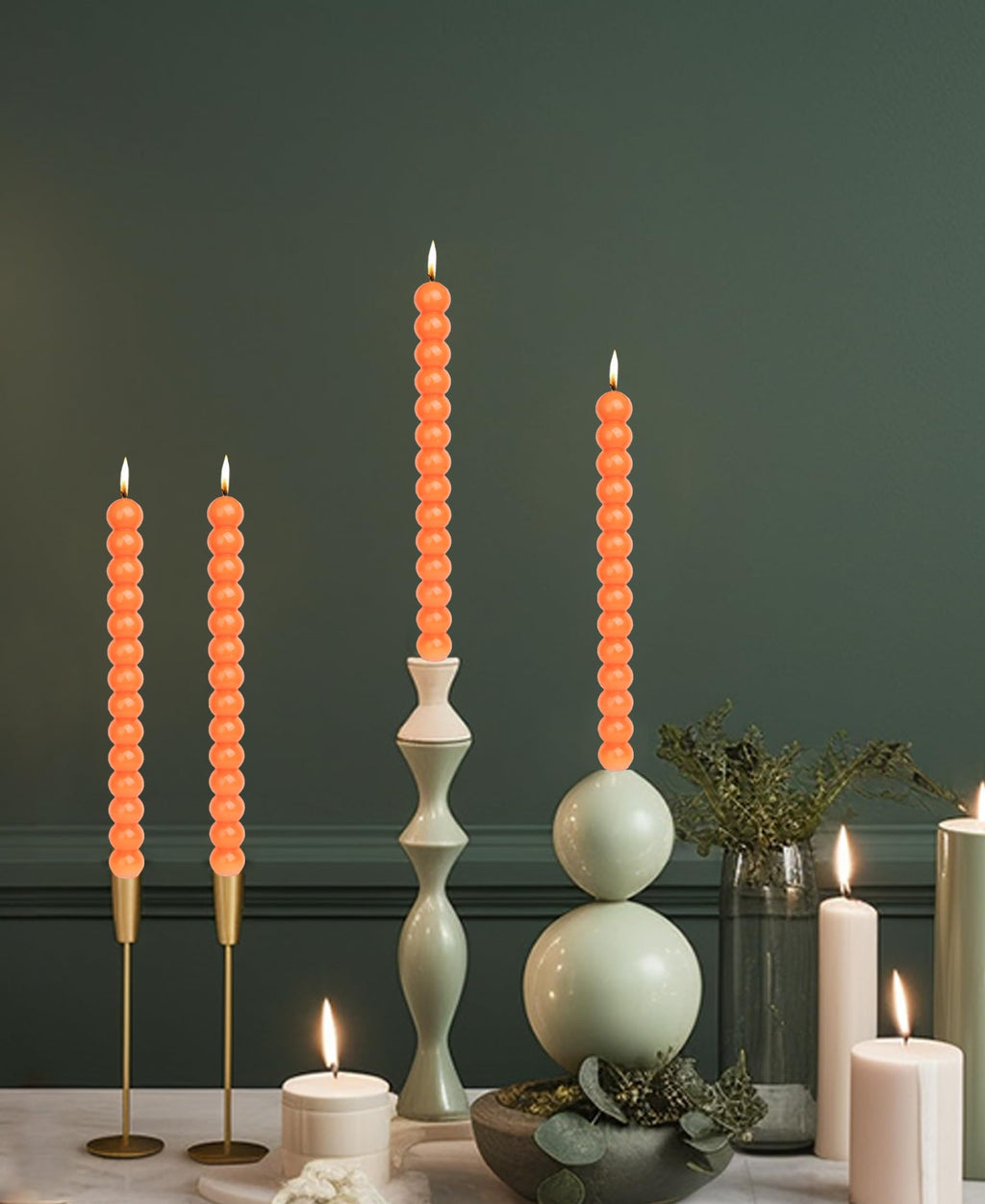 Lpusa Halloween Orange Spiral Taper Candles Twisted Candle Conical Stick Candles For Holiday Wedding Party Wax Unscented Dinner