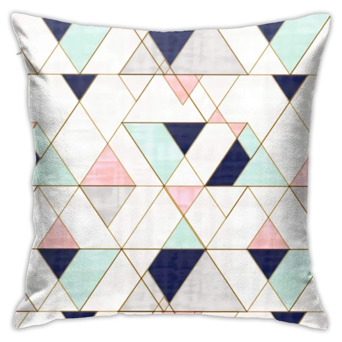 Nbfkdo Triangles Navy Blush Mint Pillows Case Soft Throw Pillow Double-Sided Digital Printing Couch Pillowcase Square 45Cm45Cm