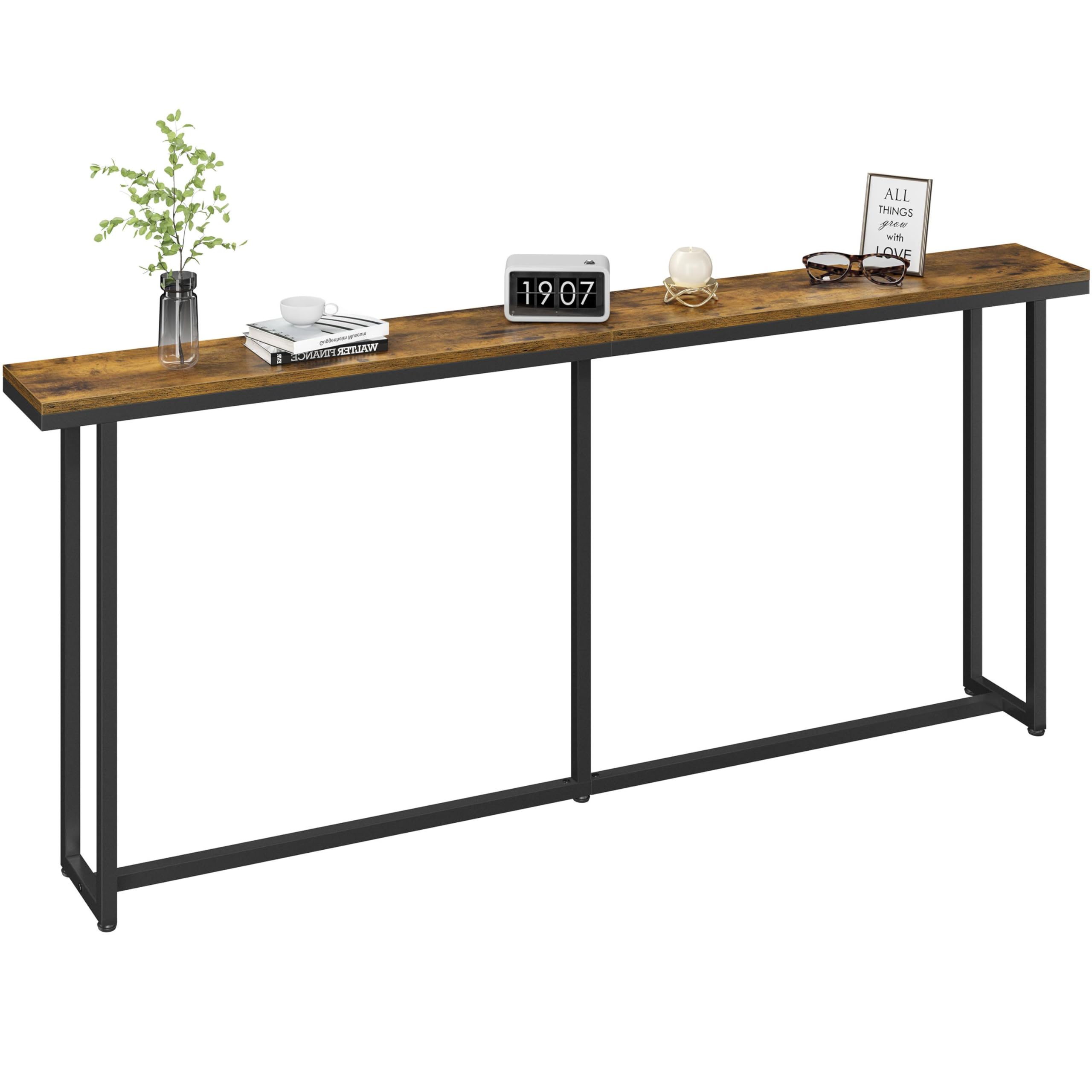 Yaheetech Narrow Console Table with Sturdy Metal Frame, 71 Inch Extra Long Entryway Sofa Table for Behind Couch, Hallway, Living