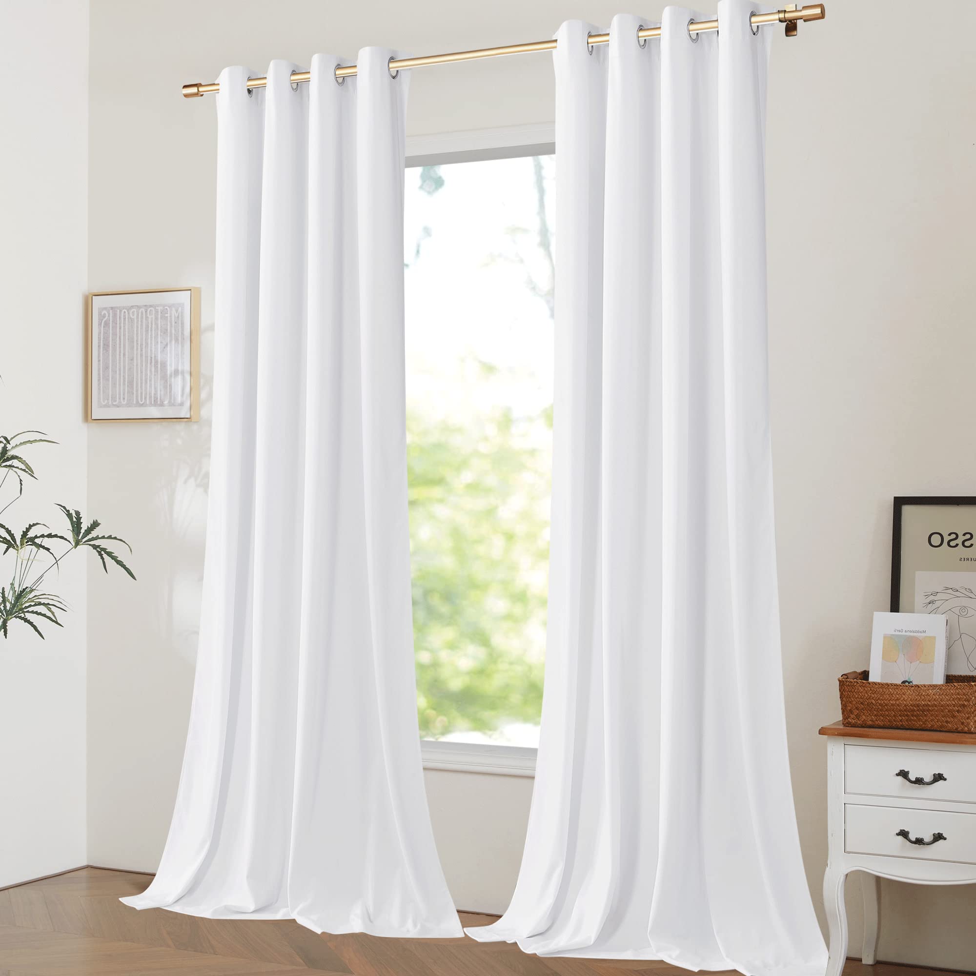 Nicetown Velvet White Window Curtains, Media Movie Theater Room Decor, Classic Velvet Home Theater Eyelet Top Drapes For Living