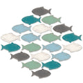 Weysat 20 Pcs Wooden School of Fish Beach Wall Decor Fish Wall Art Wood Fish Nautical Coastal Theme Fish Wall Decor Hanging Fish