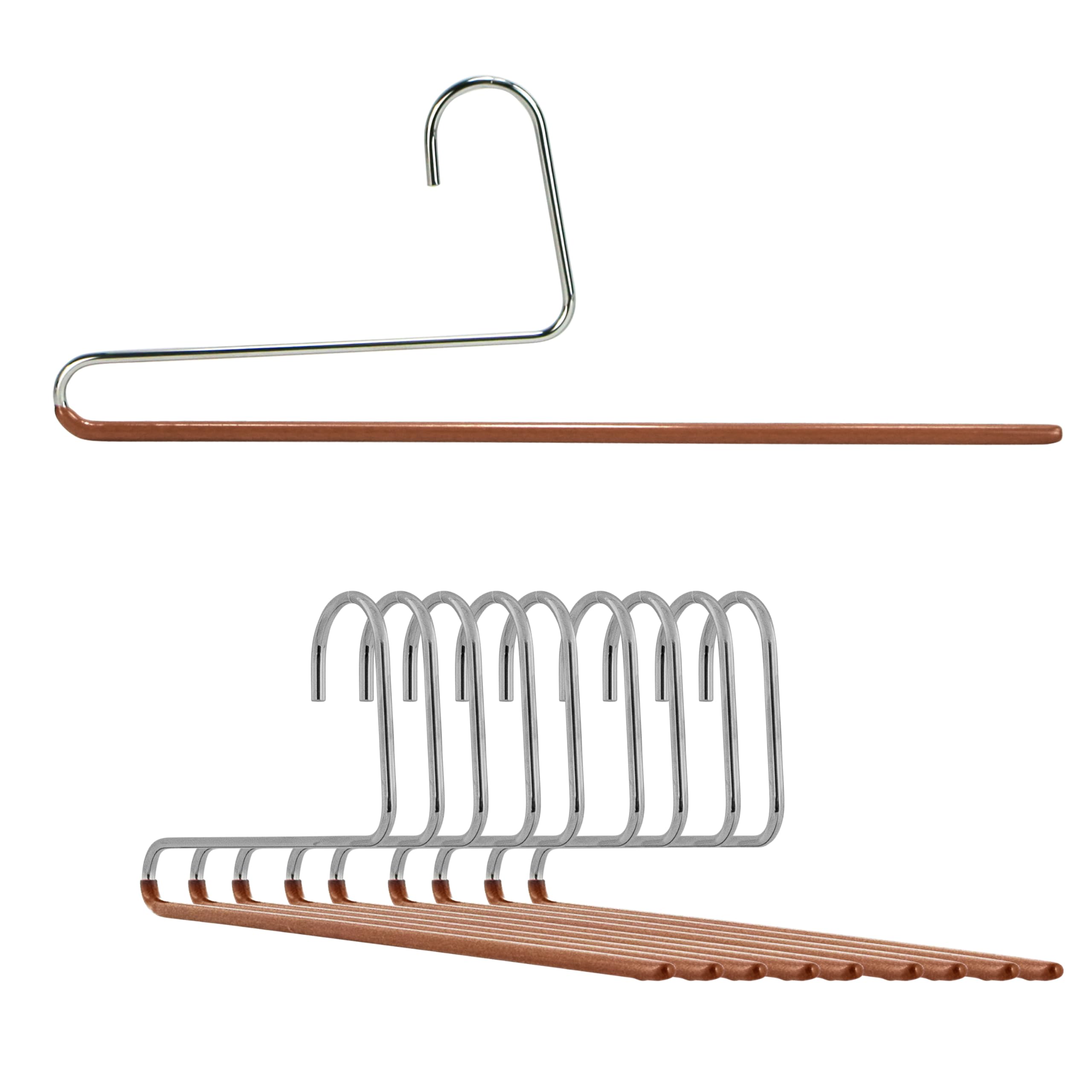 Mawa by Reston Lloyd Non-Slip Space Saving Clothes Hanger with Single Rod for Panks, Style KH35U, Set of 10