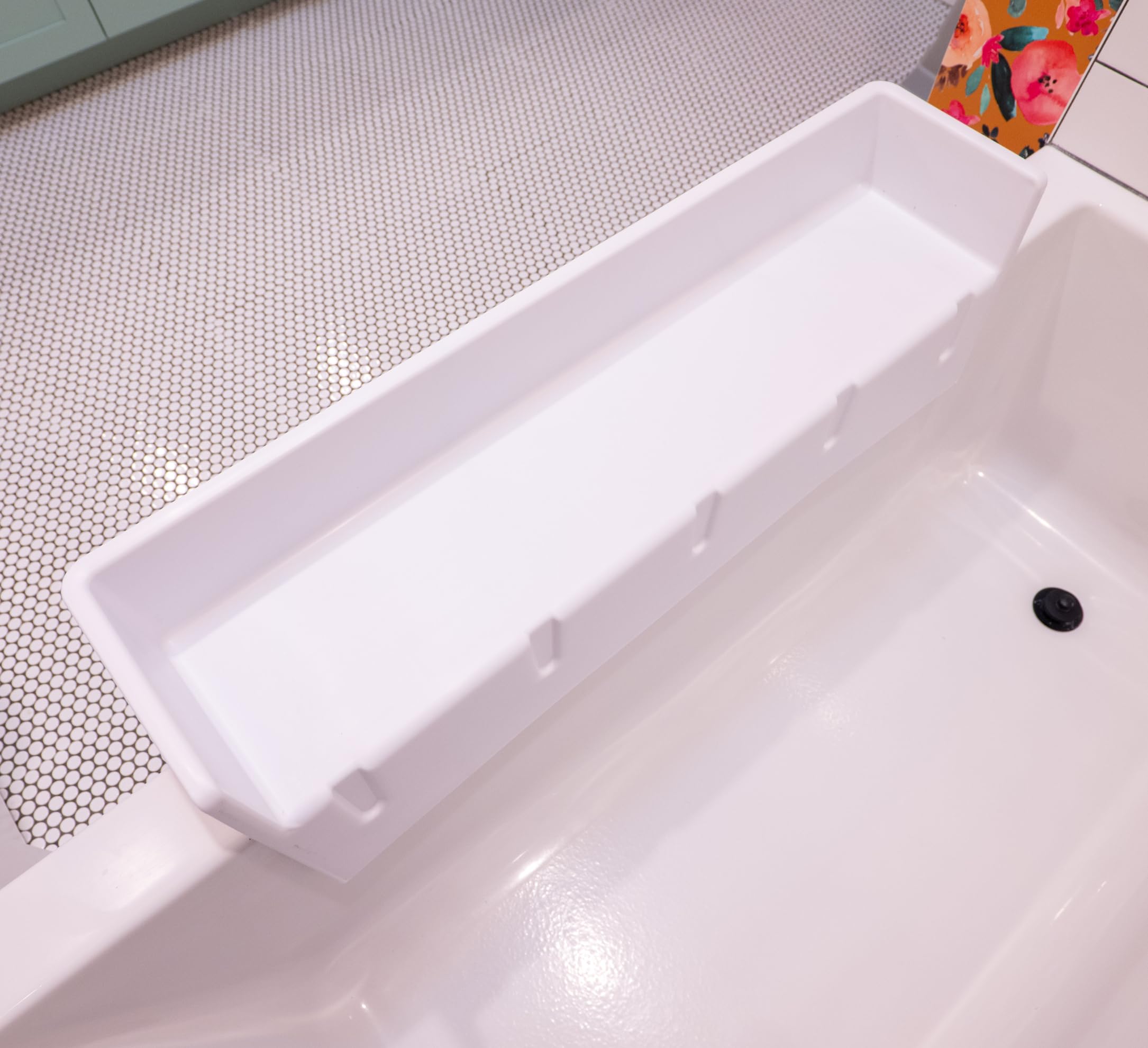 Tub Topper Bathtub Splash Guard Play Shelf Area  Toy Tray Caddy Holder Storage  Suction Cups Attach to Bath Tub  No Mess Wate