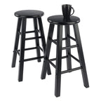 Winsome Element 2-Piece 24In Counter Stool Set, Black Finish, Solid Wood, Modern Design