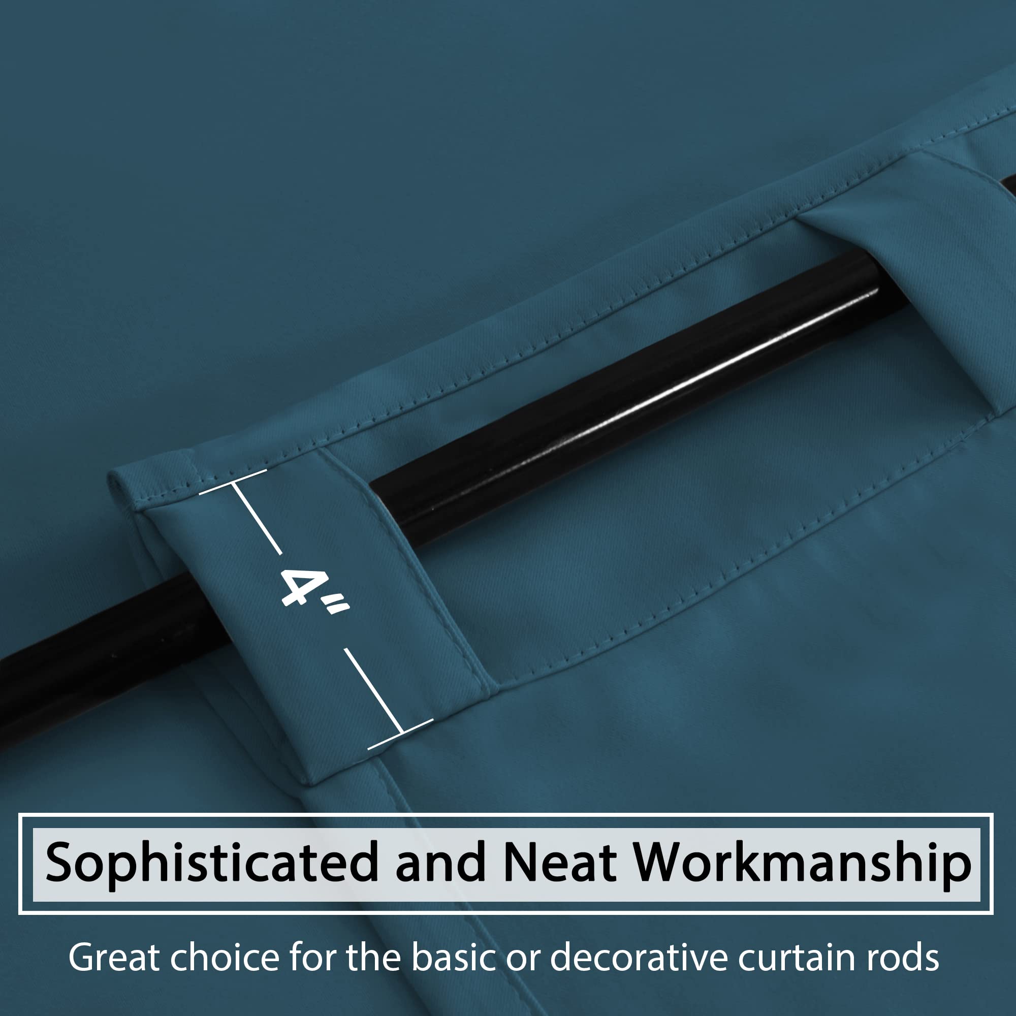 H.Versailtex Blackout Curtains Thermal Insulated Window Treatment Panels Room Darkening Blackout Drapes For Living Room Back Tab/Rod Pocket Bedroom Draperies, 52 X 96 Inch, Dark Teal, 2 Panels