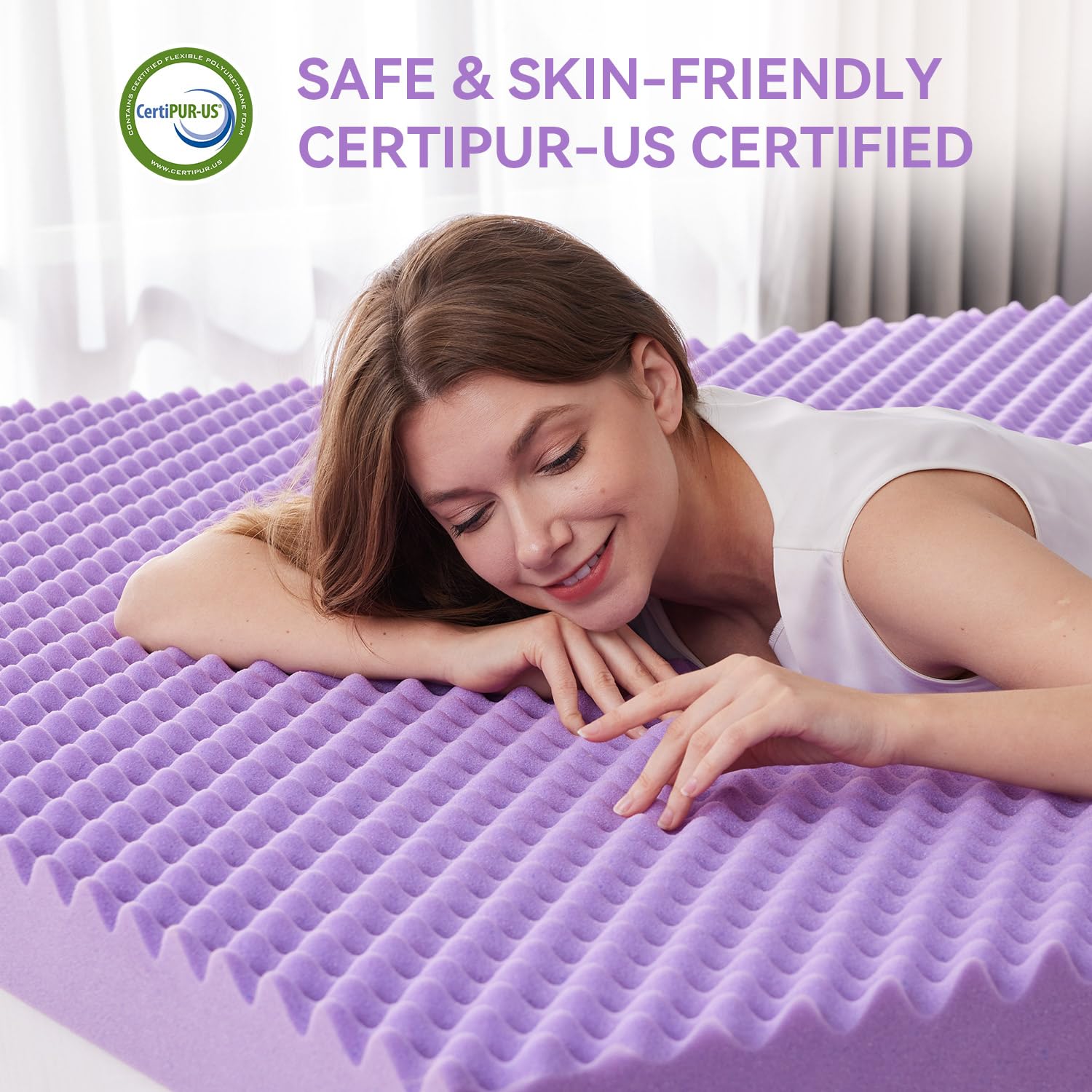Sinweek 3 Inch Egg Crate Memory Foam Mattress Topper Twin Size, Soft Mattress Pad For Back Pain Relief, Bed Topper, Certipur-Us