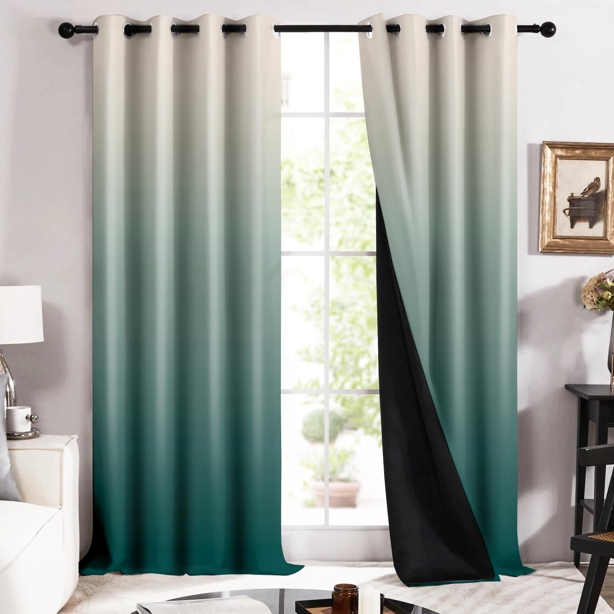 Story@Home 100% True Blackout Window Curtains 5 Feet Set Of 2 | Room Darkening | Gradient Printed | Ombre Curtains | Curtain For