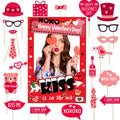 Valentine's Day Photo Booth Props Frame Love Heart Kiss Selfie Photobooth Props Happy Valentine's Day Photo Props for Photoshoot