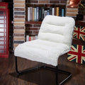 Zenree Upholstered Metal-Framed Lounge Chair with Sherpa Seat, White - Ideal for Bedrooms, Living Rooms, Dorms, Teen's Den, Indo