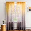 Melodieux Yellow Grey Linen Textured Ombre Semi Sheer Curtains 63 Inches Length For Bedroom Living Room Kids Nursery Golden Suns