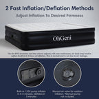 OhGeni Queen Air Mattress with Built-in Pump, 18" Raised Comfort Inflatable Bed, Black, AMH5V143