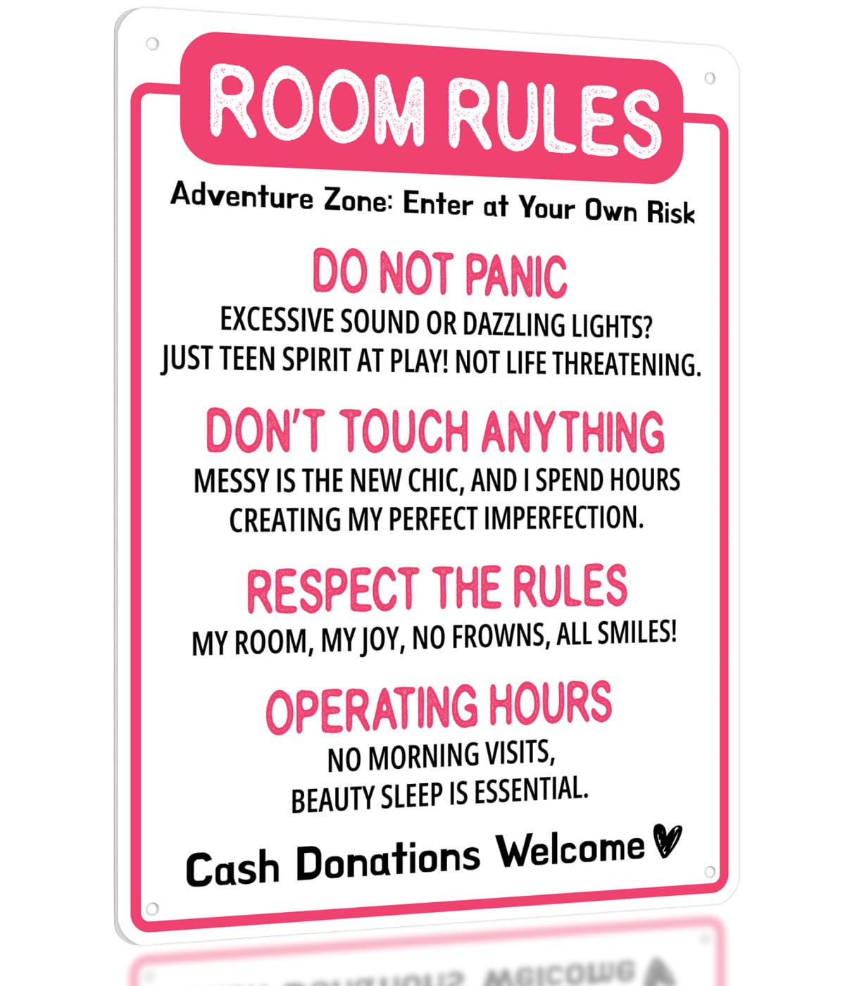 Funny Room Rules Sign - Cute Room Decor for Teen Girls Bedroom, Pink Preppy Room Decorations, Cute Teenage Door Sign & Fun Gifts