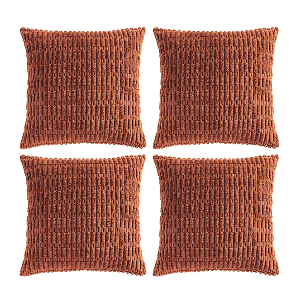 Fancy Homi 4 Packs Rust Decorative Throw Pillow Covers 24X24 Inch For Living Room Couch Bed Sofa, Terracotta Rustic Farmhouse Bo