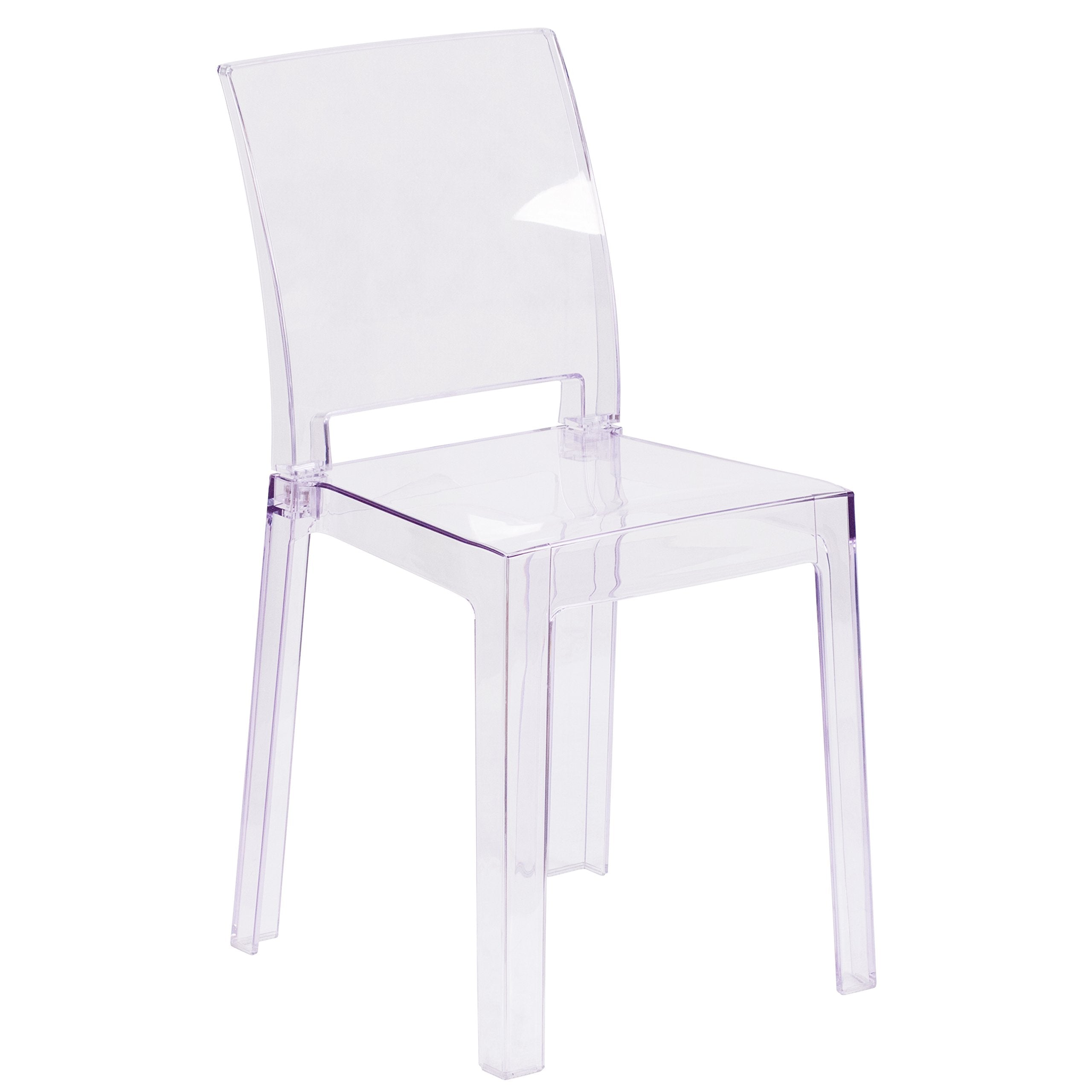 4 Pk. Ghost Chair in Transparent Crystal with Square Back