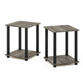 Furinno Simplistic Set Of 2 End Table, French Oak Grey/Black