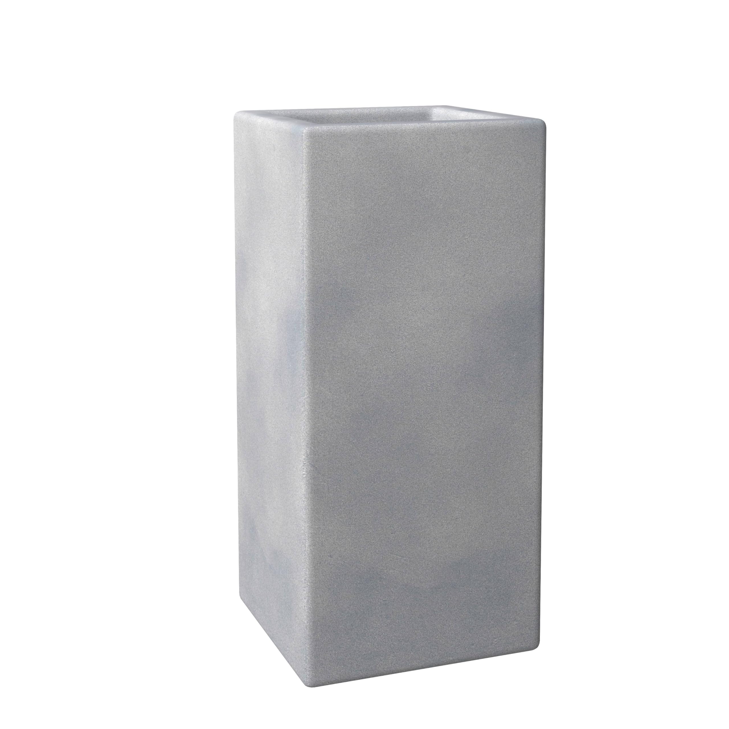 Terra Series Poly Stone Planter in Aged Concrete 15 x 15 31.5 High