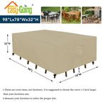 Easy-Going Rectangle Patio Furniture Cover Waterproof Outdoor Dining Table And Chair Cover Anti-Uv Outside Sectional Sofa Set Covers (98'L X 78'W X 32'H, Camel)