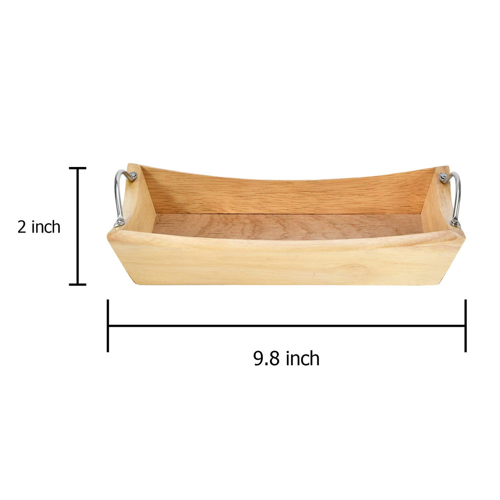 Aeravida Contemporary Natural Rubber Tree Wood Decorative Handle Rectangular Tray Bowl | Decorative Tray Bowl For Kitchen Counte
