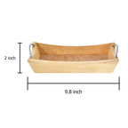 Aeravida Contemporary Natural Rubber Tree Wood Decorative Handle Rectangular Tray Bowl | Decorative Tray Bowl For Kitchen Counte