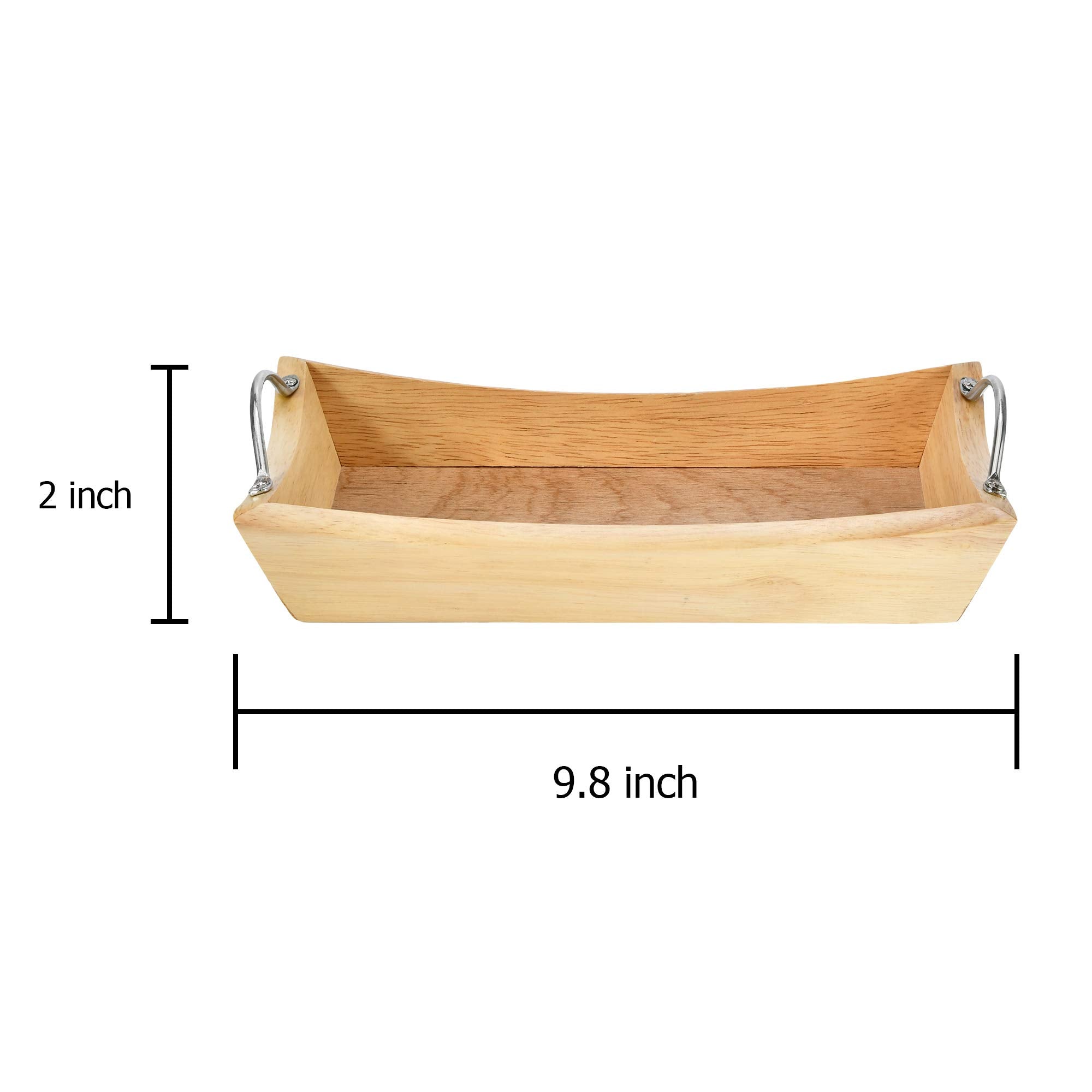 Aeravida Contemporary Natural Rubber Tree Wood Decorative Handle Rectangular Tray Bowl | Decorative Tray Bowl For Kitchen Counte