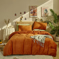 Clothknow Burnt Orange Fluffy Twin Comforter Set 3Pcs Orange Velvet Bedding Comforter Sets Terracotta Comforter Soft Caramel Com