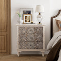COSIEST 3 Drawers Accent Dresser, Vintage Small Accent Chest with 4 Wood Legs, Free-Standing Buffet Server Nightstand End Table 