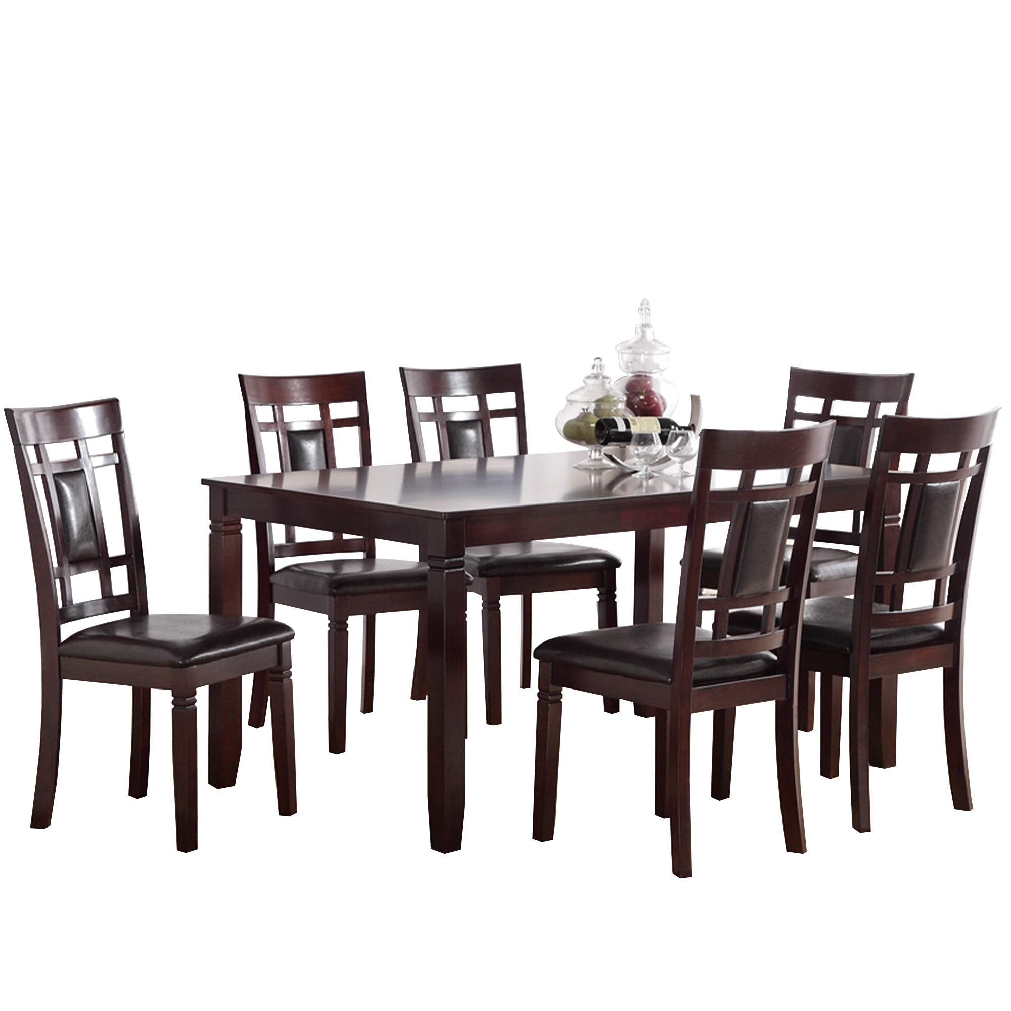 Poundex Samuela 7-Pc Espresso Rubber Wood Counter Height Set by, Brown