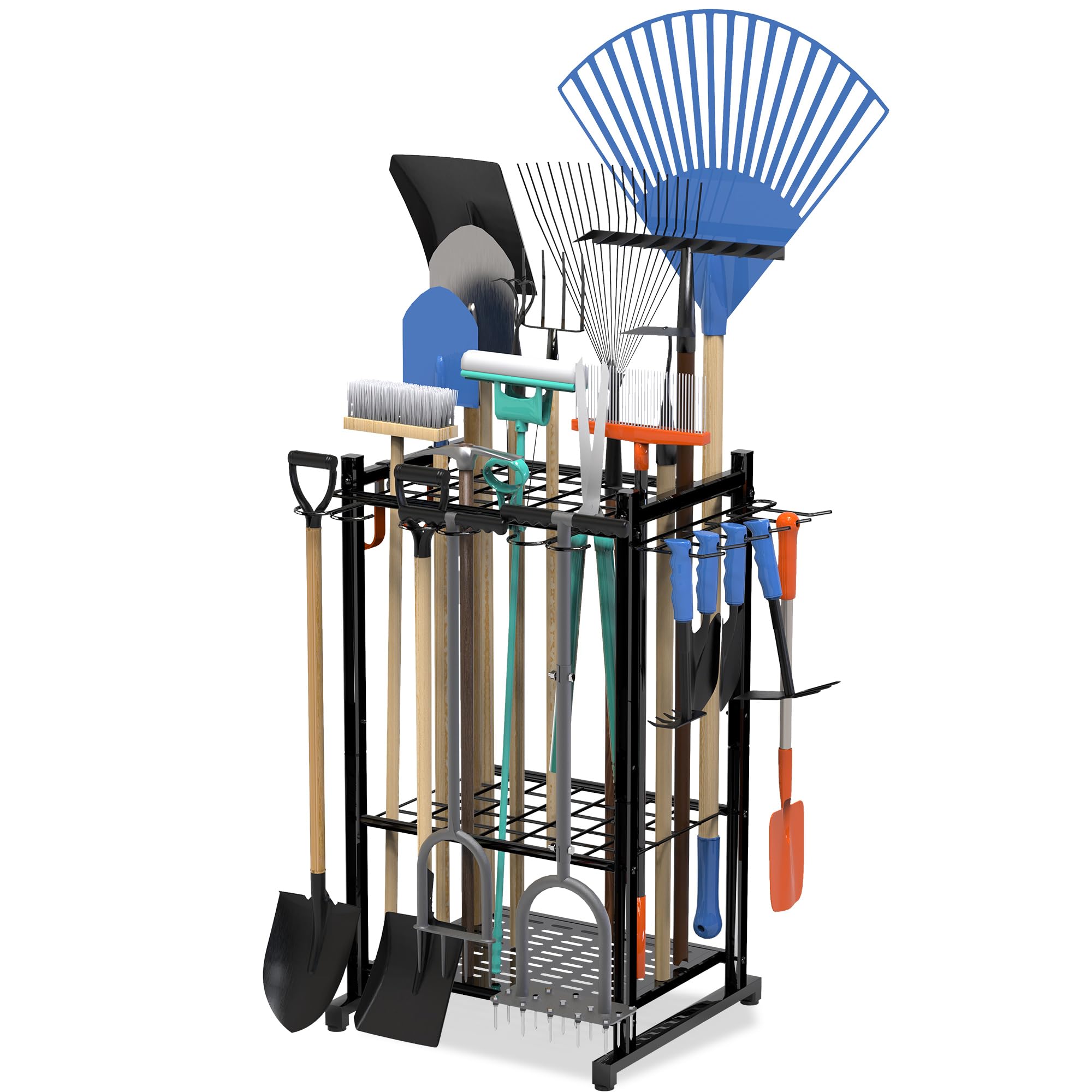 Sttoraboks Garden Tool Organizer with Storage Hooks, Yard Tool Tower Rack for Garage Organization and Storage, Up to 50 Tools, H