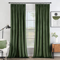 Miulee Olive Green Velvet Curtains 90 Inches 2 Panels - Pinch Pleat Luxury Room Darkening Curtains For Bedroom Living Room Therm