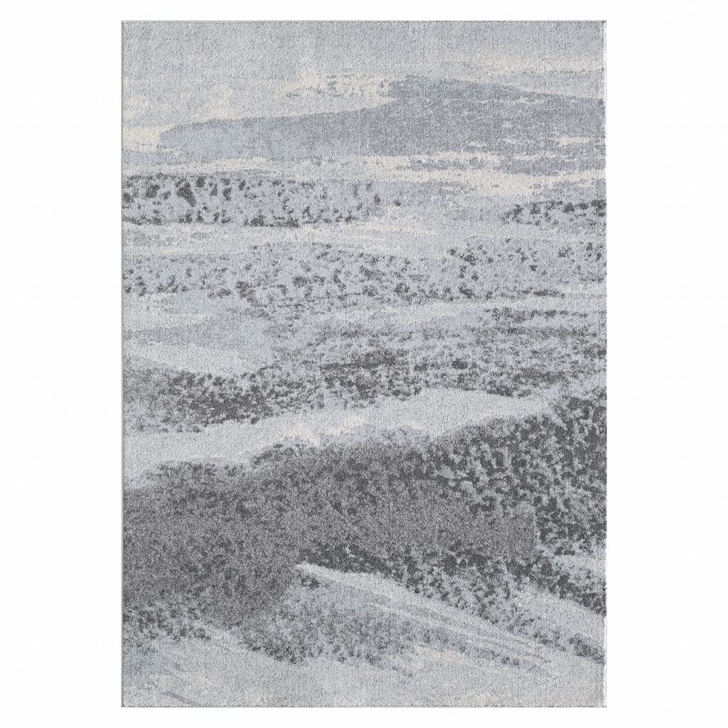 HomeRoots Blue/Grey Heat-Set Polypropelene 3’ x 5’ Blue Gray Abstract Mist Modern Area Rug