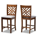 Baxton Studio Caron Contemporary Fabric Cut-Out Back Counter Stool, Grey and Walnut, 2-Pieces/Set (161-2PC-9886-HT)