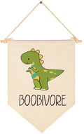 Funny Boobivore Dinosaur Decor-Above the Crib-Wall Decor Gift for Baby Boys Girls Kids-Canvas Hanging Flag Pennant Banner Wall D