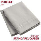 Mellanni Pillow Cases Standard Size Set Of 2 - Pillow Covers - Hotel Luxury Bedding Sheets & Pillowcases - Wrinkle, Fade, Stain Resistant (Set Of 2 Standard/Queen Size 20' X 30', Light Gray)
